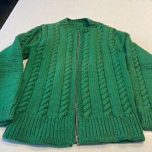 Homemade women’s cardigan size medium to large see measurements green super cool